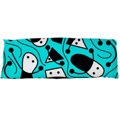 Playful Abstract Art - Cyan Body Pillow Case Dakimakura (two Sides) by Valentinaart