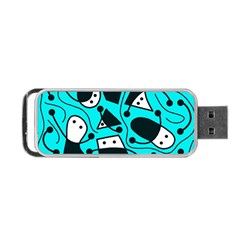 Playful Abstract Art - Cyan Portable Usb Flash (two Sides) by Valentinaart