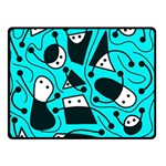 Playful abstract art - cyan Double Sided Fleece Blanket (Small)  45 x34  Blanket Back