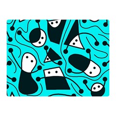 Playful Abstract Art - Cyan Double Sided Flano Blanket (mini)  by Valentinaart