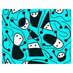 Playful Abstract Art - Cyan Double Sided Flano Blanket (medium)  by Valentinaart