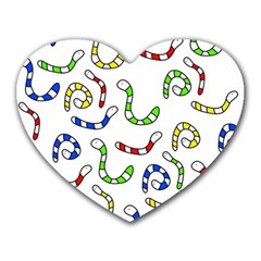 Colorful Worms  Heart Mousepads by Valentinaart