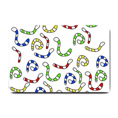 Colorful Worms  Small Doormat  by Valentinaart