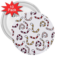 Cute Worms 3  Buttons (10 Pack)  by Valentinaart