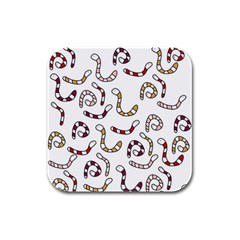 Cute Worms Rubber Square Coaster (4 Pack)  by Valentinaart