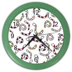 Cute Worms Color Wall Clocks by Valentinaart