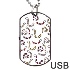 Cute Worms Dog Tag Usb Flash (one Side) by Valentinaart