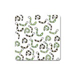 Green worms Square Magnet Front