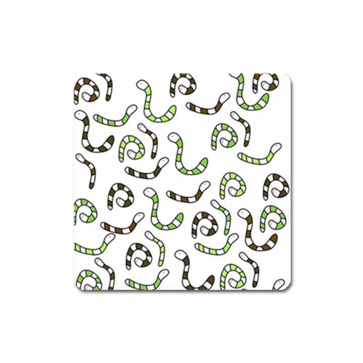 Green worms Square Magnet