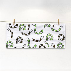 Green Worms Hand Towel by Valentinaart