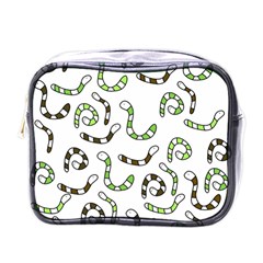 Green Worms Mini Toiletries Bags by Valentinaart