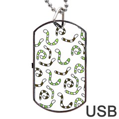 Green Worms Dog Tag Usb Flash (one Side) by Valentinaart