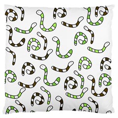 Green Worms Large Flano Cushion Case (two Sides) by Valentinaart