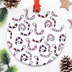 Purple Worms Round Ornament (two Sides)  by Valentinaart