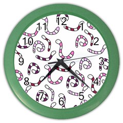 Purple Worms Color Wall Clocks by Valentinaart