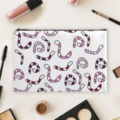 Purple Worms Cosmetic Bag (large)  by Valentinaart