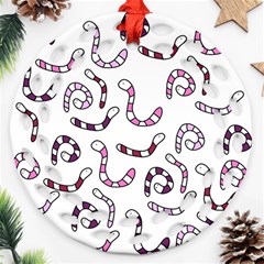 Purple Worms Ornament (round Filigree)  by Valentinaart