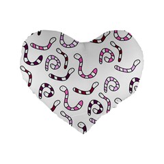 Purple Worms Standard 16  Premium Heart Shape Cushions by Valentinaart