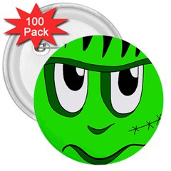 Halloween Frankenstein - Green 3  Buttons (100 Pack)  by Valentinaart