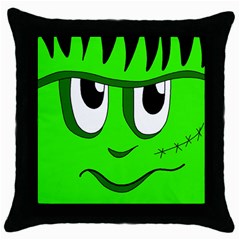 Halloween Frankenstein - Green Throw Pillow Case (black) by Valentinaart