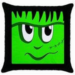 Halloween Frankenstein - Green Throw Pillow Case (Black) Front