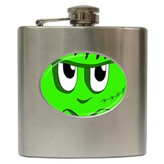 Halloween Frankenstein - Green Hip Flask (6 Oz) by Valentinaart