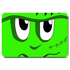 Halloween Frankenstein - Green Large Doormat  by Valentinaart