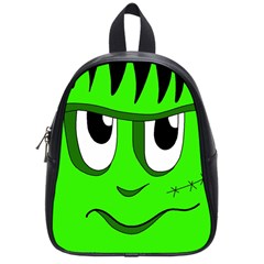 Halloween Frankenstein - Green School Bags (small)  by Valentinaart