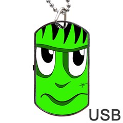 Halloween Frankenstein - Green Dog Tag Usb Flash (one Side) by Valentinaart