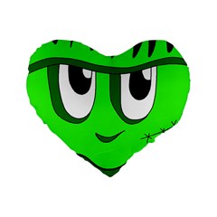 Halloween Frankenstein - Green Standard 16  Premium Flano Heart Shape Cushions by Valentinaart