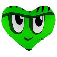 Halloween Frankenstein - Green Large 19  Premium Flano Heart Shape Cushions by Valentinaart