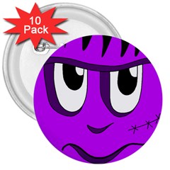 Halloween - Purple Frankenstein 3  Buttons (10 Pack)  by Valentinaart