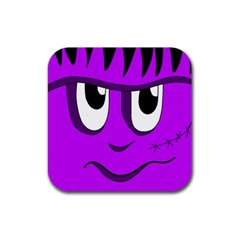 Halloween - Purple Frankenstein Rubber Coaster (square)  by Valentinaart