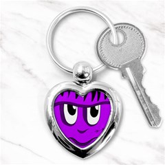 Halloween - Purple Frankenstein Key Chains (heart)  by Valentinaart