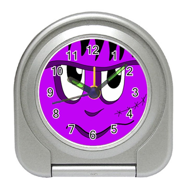 Halloween - purple Frankenstein Travel Alarm Clocks