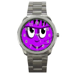 Halloween - Purple Frankenstein Sport Metal Watch by Valentinaart