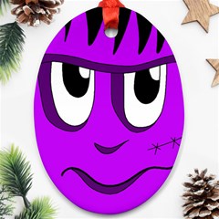 Halloween - Purple Frankenstein Oval Ornament (two Sides) by Valentinaart