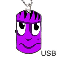 Halloween - Purple Frankenstein Dog Tag Usb Flash (one Side) by Valentinaart