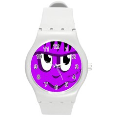 Halloween - Purple Frankenstein Round Plastic Sport Watch (m) by Valentinaart