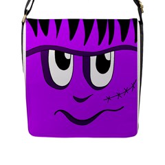 Halloween - Purple Frankenstein Flap Messenger Bag (l)  by Valentinaart