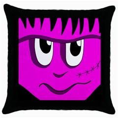 Halloween - Pink Frankenstein Throw Pillow Case (black) by Valentinaart