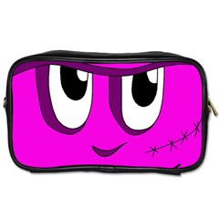 Halloween - Pink Frankenstein Toiletries Bags by Valentinaart