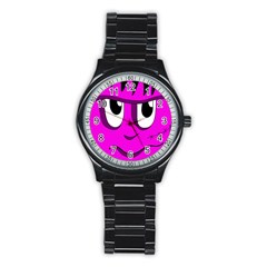 Halloween - Pink Frankenstein Stainless Steel Round Watch by Valentinaart