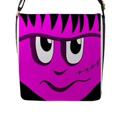 Halloween - Pink Frankenstein Flap Messenger Bag (l)  by Valentinaart