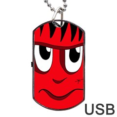 Halloween Frankenstein - Red Dog Tag Usb Flash (one Side) by Valentinaart