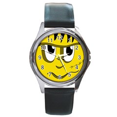 Halloween Frankenstein - Yellow Round Metal Watch by Valentinaart