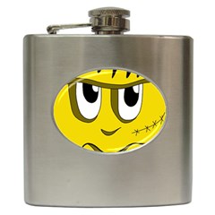 Halloween Frankenstein - Yellow Hip Flask (6 Oz) by Valentinaart