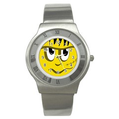 Halloween Frankenstein - Yellow Stainless Steel Watch by Valentinaart