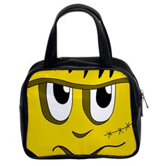 Halloween Frankenstein - Yellow Classic Handbags (2 Sides) by Valentinaart