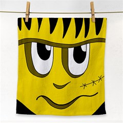 Halloween Frankenstein - Yellow Face Towel by Valentinaart